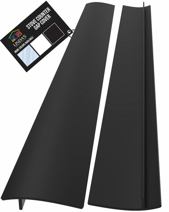 Linda’s Essentials Silicone Stove Gap Covers (2 Pack), Heat Resistant Oven Gap Filler Seals Gaps Between Stovetop and Counter, Easy to Clean Stove Gap Guard (21 Inches, Black)