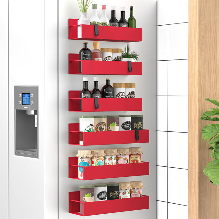 Metal 4 Pack Magnetic Spice Storage Rack Organizer for Refrigerator and Oven, Black Fridge Organizers and Storage