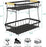 2 Tier Fruit Basket for Kitchen Counter with 2 Mobile Banana Hangers, 2025 Pro Detachable Metal Fruit Bowl with Wooden Handle, Fruit Holder for Bread Snack Veggies with Protective Mats