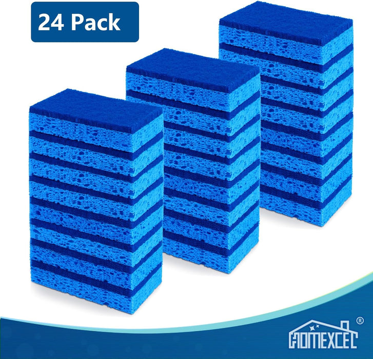 HOMEXCEL Sponges Kitchen 24pcs, Non-Scratch Scrub Dish Sponges, Safe on Non-Stick Cookware,Dual Sided Cleaning Sponges for Kitchen,Household,Bathroom and More