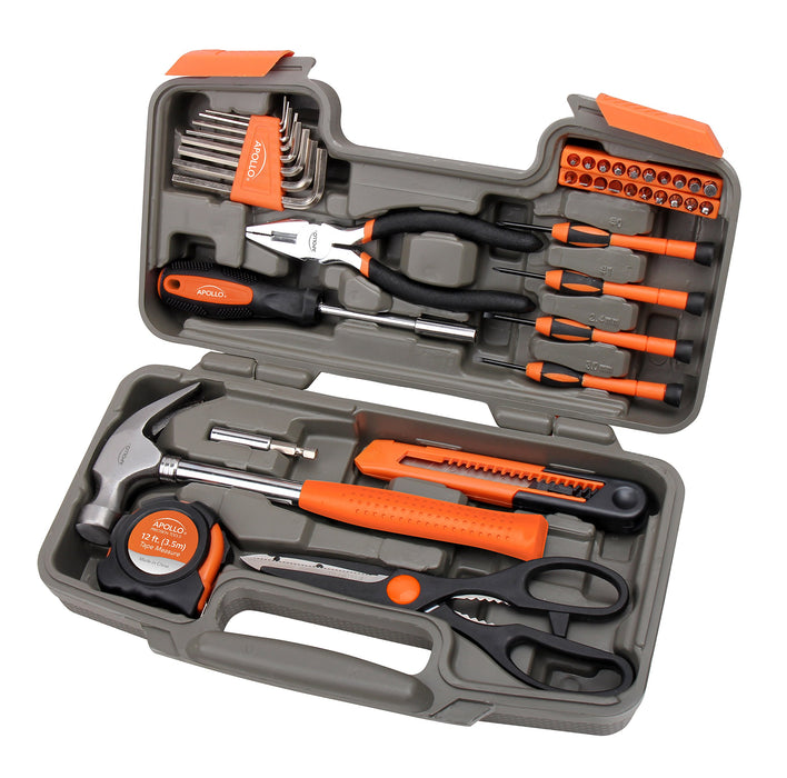 Apollo Tools Original 39 Piece General Household Tool Set in Toolbox Storage Case with Essential Hand Tools for Everyday Home Repairs, DIY and Crafts - Pink Ribbon - Pink - DT9706P